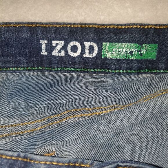 IZOD Woman's 38X32 Jeans, Straight Leg, Stretch, Dark Wash, EUC, Denim - Picture 4 of 5